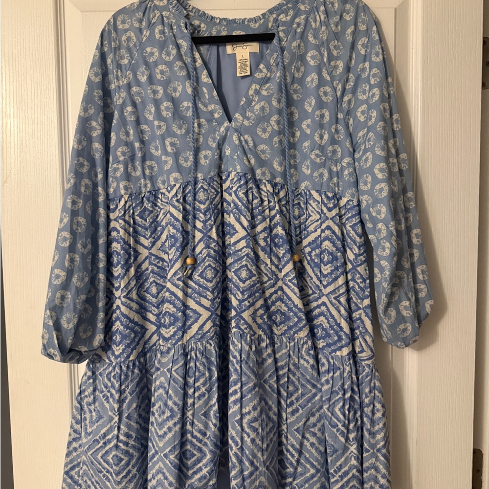 Jessica Simpson Blue Patterned Boho Dress